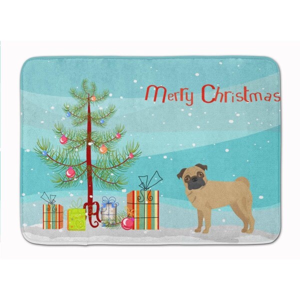 Carolines Treasures Pug Christmas Tree Machine Washable Memory Foam Mat CK3481RUG - main